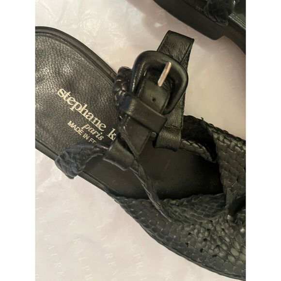 Vintage Stephane Kélian Black Woven Leather shoes Size: 5 MADÈ IN FRANCE - Picture 4 of 8